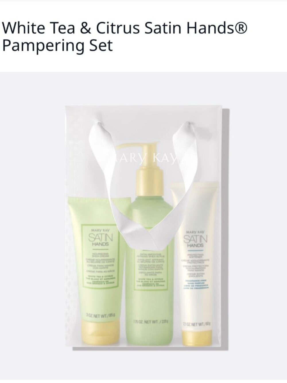 Mary Kay White Tea & Citrus Satin Hands Pampering Set Brand New **PLEASE READ**